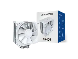 MONTECH NX400 - CPU Air Cooler, Single Tower, 4 Advanced Heat Pipes, 52-fin Heat Sink, E28, 120mm FDB Static Pressure Fan, 28mm Fan Thickness, Corner-cover Footpads, Polished Top Cover - White