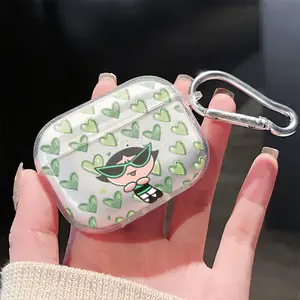 Buttercup Powerpuff Girls Y2K Green Heart Aesthetic Earphone Case for AirPods 1/2/3/4 & Pro Shockproof TPU Protection