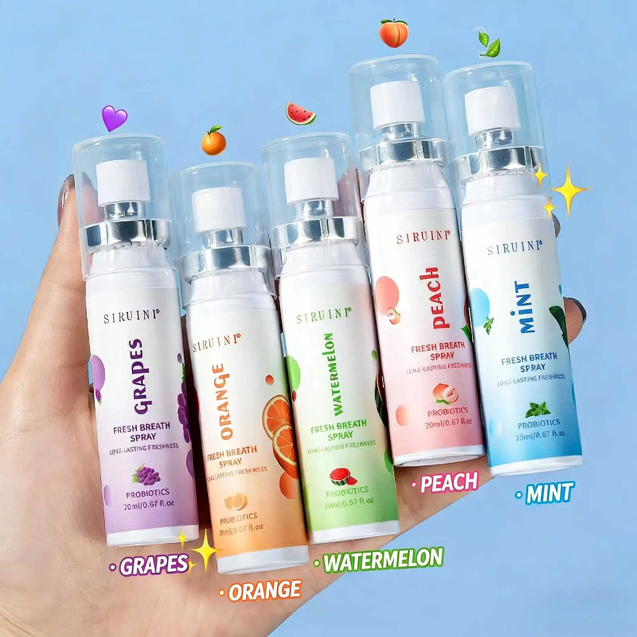 Mouth Spray Freshener, Disposable Convenient Breath Freshener, Multiple Flavors Available, Essential for Dates, Post-Meal Breath Refreshing