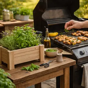 Handmade Cedar Wood Small Herb Planter Box, Indoor Outdoor Mini Garden Bed