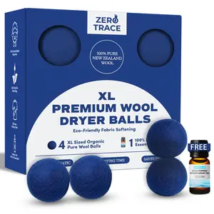 Zero Trace Wool Dryer Balls - Dryer Balls Laundry Reusable - Eliminate Wrinkles Static & Lint – Cruelty Free & Non-Toxic - Laundry Balls for Dryer -Fabric Softener Ball – Wool Balls with Fragrance Oil Natural Plastic