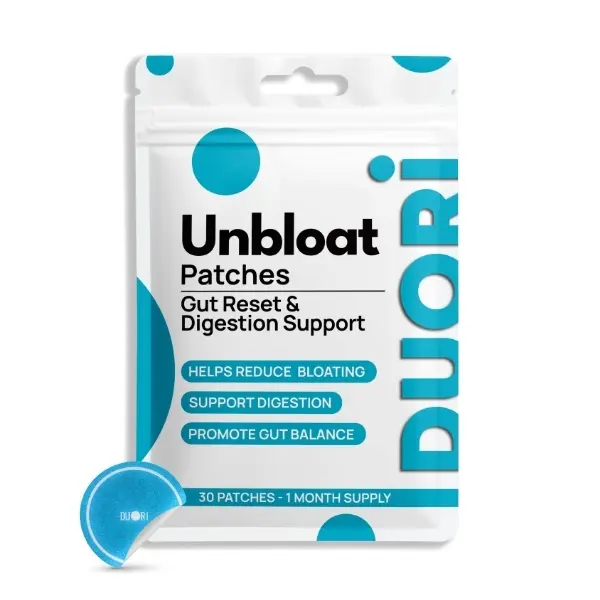 Unbloat Patches - Digestion - Gut Support - Bloat Relief - Ginger Root Extract + Turmeric Extract + Artichoke Leaf Extract - Vegan & Natural - 30 Patches