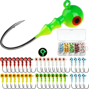 Jig Heads for Fishing, Painted Jigheads with 3D Eye Ball Glowing Walleye | Bass | Crappie jigs 1/2oz 3/8oz 1/4oz 1/5oz 1/8oz 1/10oz 1/16oz 1/32oz Fishing Jig Hooks Assortment 15-40pcs
