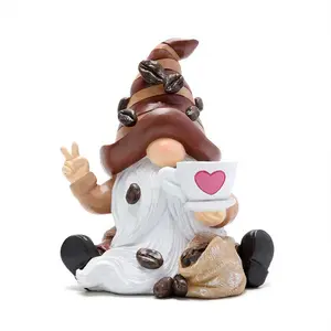 Coffee Gnome Figurine, Christmas Coffee Bar Decoration Accessory, Autumn Decor, Great Work Companion, Cute Resin Gnome, Home Gift, Christmas Gift, Stress-Relief Ornament