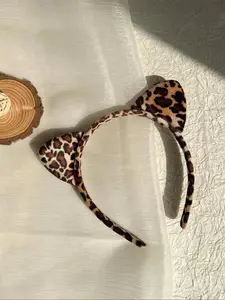 Cute Leopard Pattern Cat Ear Decor, Fashionable Hair Accessories for Women & Girls, Cute Lovely Hairwear for Daily Used, Chic Headbands