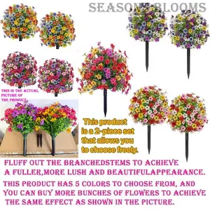2-Piece Artificial Boxwood Garden Balls with Hydrangea Flowers, Plastic Faux Flowers, UV-Resistant Fake Bushes for Outdoor Gardens, Best Porch Decor