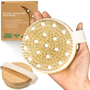 Dry Body Brush - Natural Bristle Exfoliating Brush for Skin Renewal, Lymphatic Support and Circulation Boost - Sustainable Choice Dry Brushing Tool for Gentle Detox, Spa-Like Exfoliation