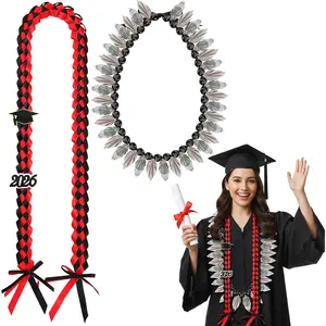 2 count Graduation  Lei Kit Class of 2026 Sash Ribbon Weaving Garland DIY  Lei for Senior Party Supplies