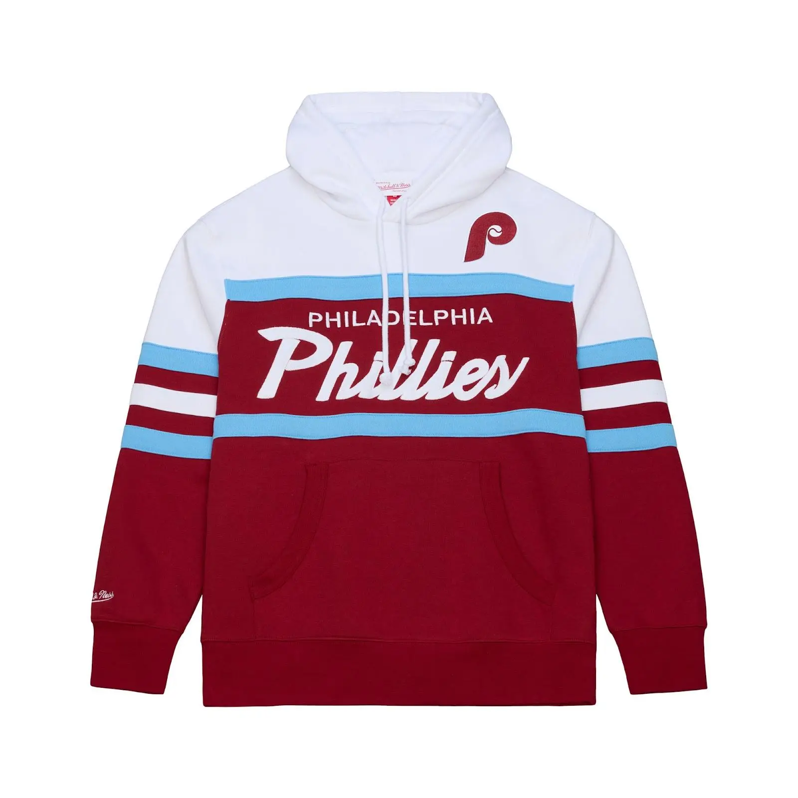 Philadelphia Phillies Burgundy Head Coach Hoodie MLB Throwback Sweatshirt Fleece Vintage Fan Gear Mitchell & Ness