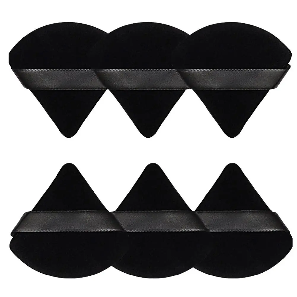 6-piece set of powder puffs, dual-use for wet and dry application, soft triangle makeup puffs for the face, Valentine's Day gift, velvet makeup puffs, suitable for loose powder and liquid foundation