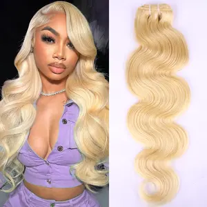 Msgem Hair 15A Body Wave Human Hair Bundles 613 Blonde Double Weft Hair Bundles Human Hair Extensions for Women 1 Bundle Only #SummerVibes