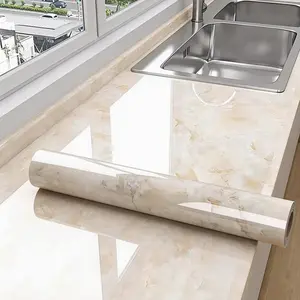 Self-adhesive marble pattern wall sticker shows natural layered texture for kitchens, bathrooms and rental spaces, creating a clean modern style Decorative