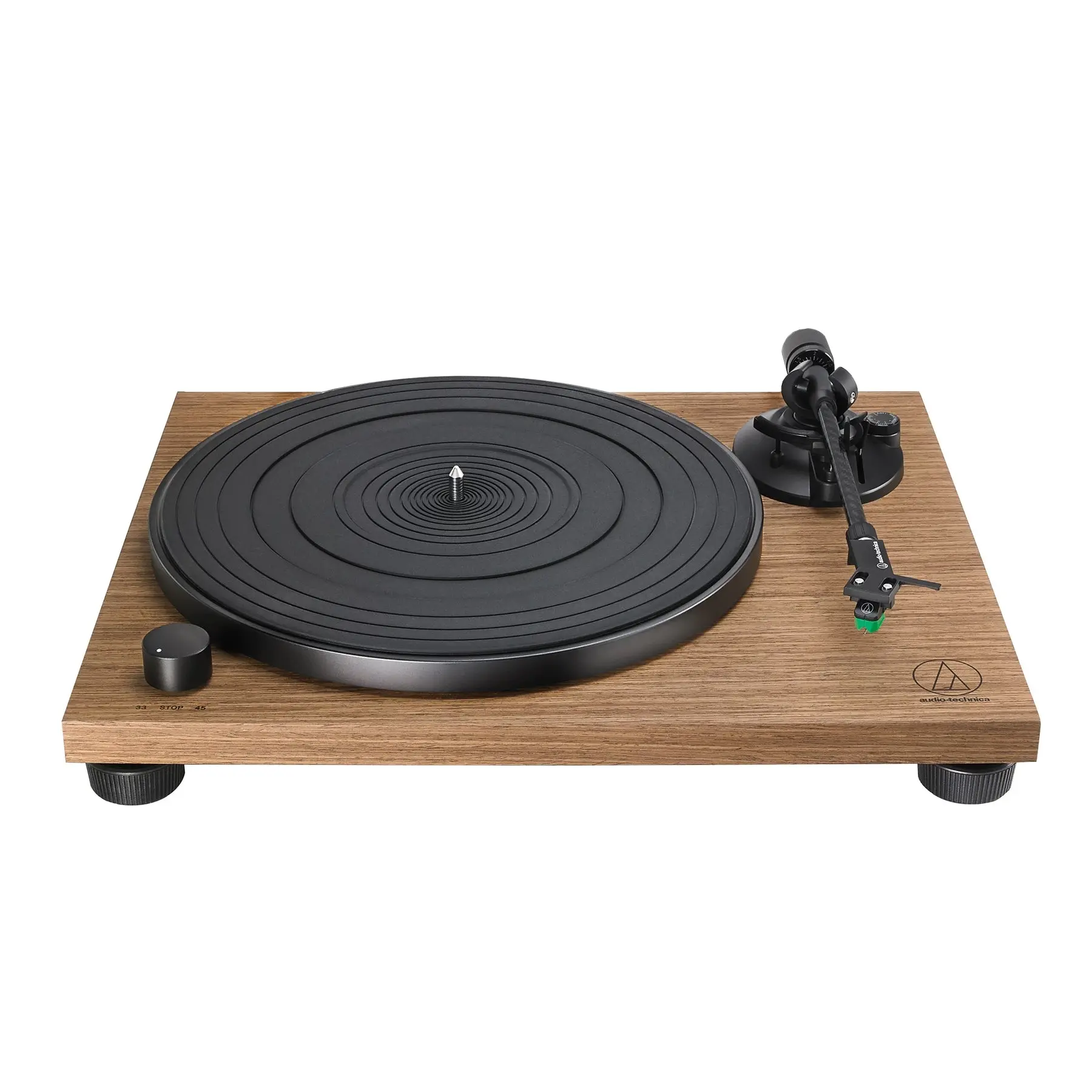 Audio-Technica AT-LPW40WN Vinyl Record Player - Audiophile Turntable, Wood Veneer Finish, Straight Arm, Walnut
