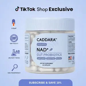 Caddara Elevate Liposomal NAD+ 250mg Trans-Resveratrol 50mg Capsules & Gut Probiotics, Double Capsule, Advanced Energy Support, 60 Capsules