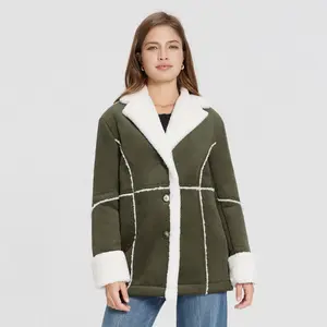 Women's Corduroy Shearling Faux Fur Jacket - Universal Thread Olive Green S