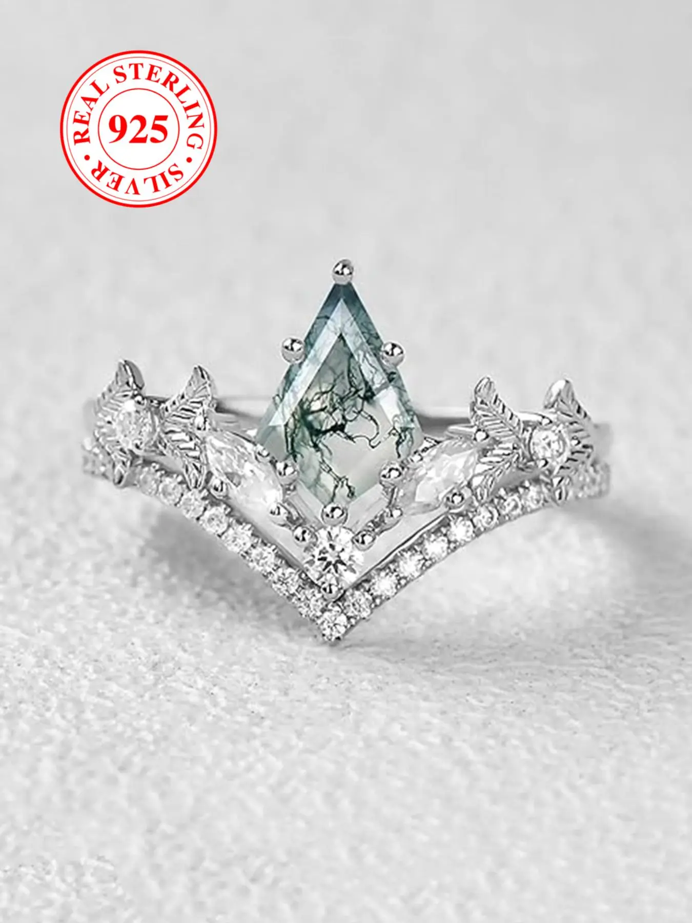 S925 Sterling Silver Ring Set, Artificial Zirconia Ring, Stackable Geometric Ring, Geometric Design Ring, Bridal Wedding Engagement Jewellery, Suitable for Daily Dating Wear Birthday Gift, Elegant Engagement Ring, Exquisite Trendy Ring, Statement Rings