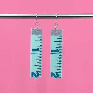 Measuring Tape Earrings - Light Blue