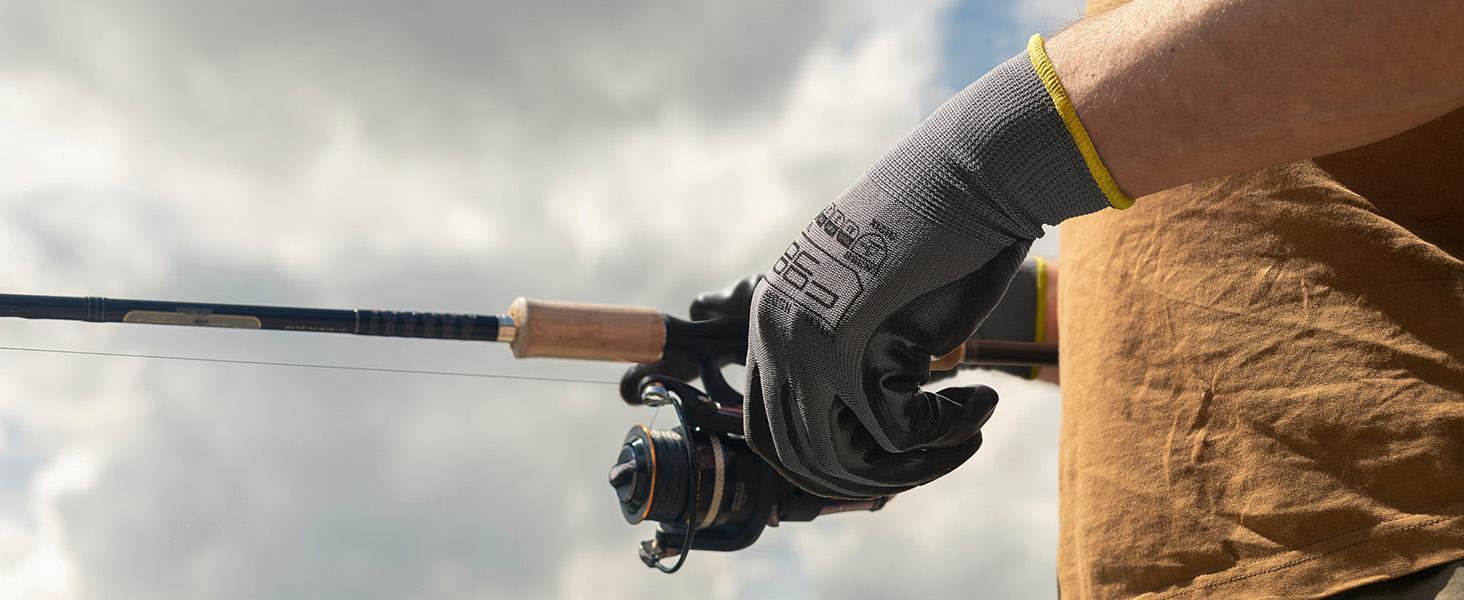 COOLJOB 10/20/60 Pairs Nitrile Dipped Safety Work Gloves with Grip, Non-slip Rubber Coated Bulk Garden Gloves（Grey）