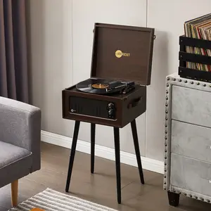 Arkrocket Discovery II Console Bluetooth Built-in Speaker 3-Speed Turntable with Removable Legs Kpop CD Vinyl Cassette Player Vintage Stereo Device