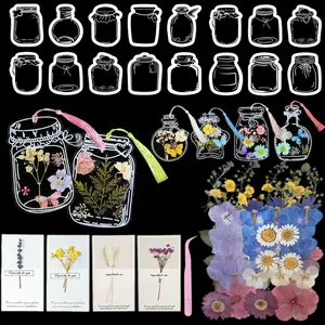 66 Pcs DIY Transparent Dried Flower Bookmark Set Handmade DIY Bookmarks with Dried Pressed Flowers Leaves Butterfly Stickers Colorful Tassels and Tweezers for Reader Writer,Bookmark Crafts,NatualFlower Bookmarks,Perfect Gift Idea，foryou fyp，pattern clear