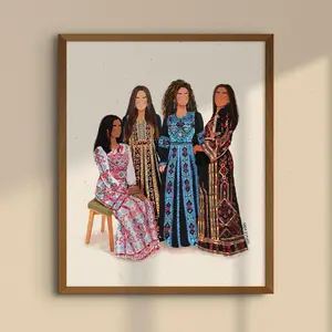 Thobe Tatreez Arab Palestine Art, Jerusalem Art, Palestinian Women Ii Art Print, Room Decor, Unframed