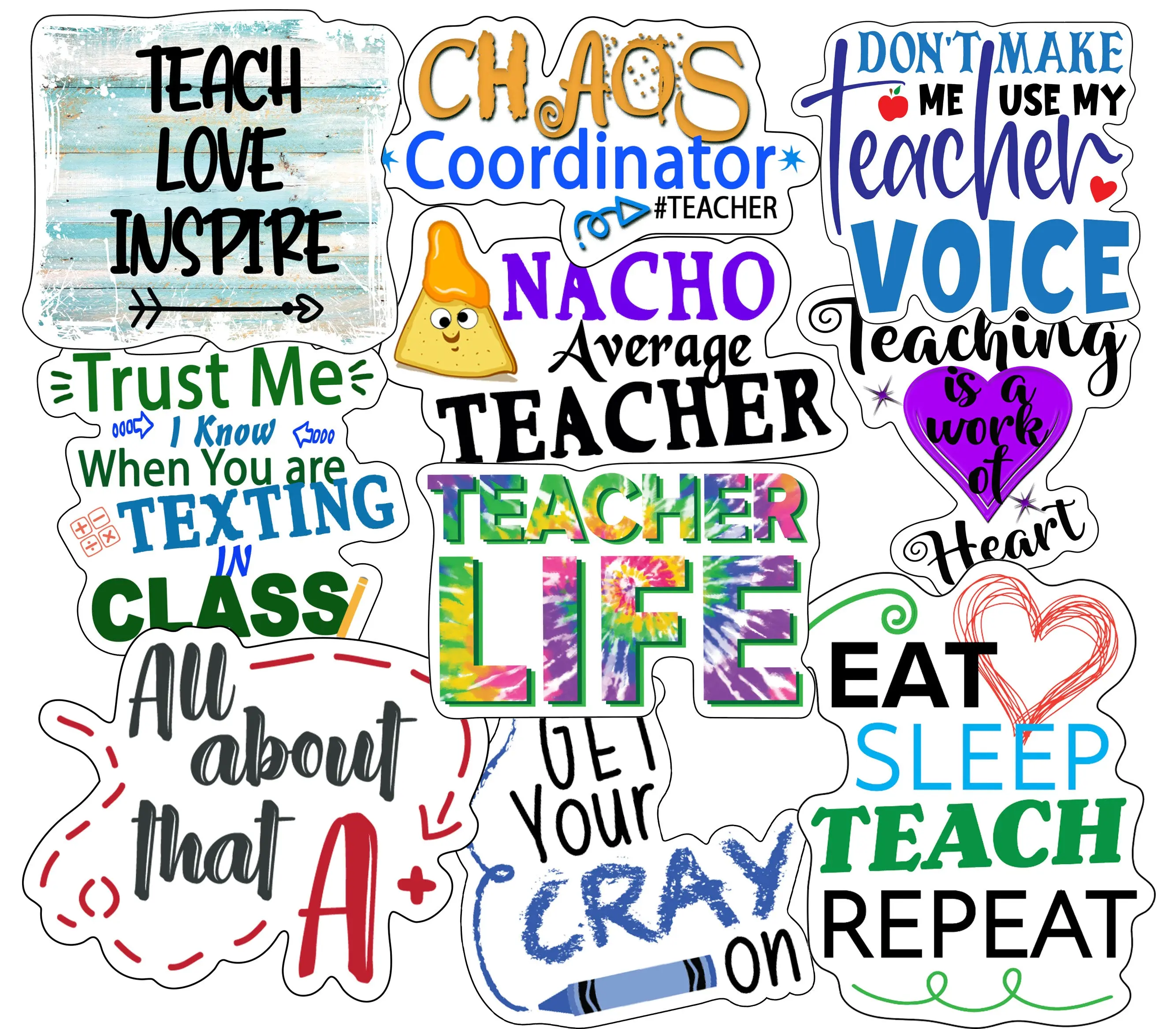 Teacher Stickers, Ten Vinyl Stickers Supporting Teacher, Great Teacher Gift, Decorative Stickers