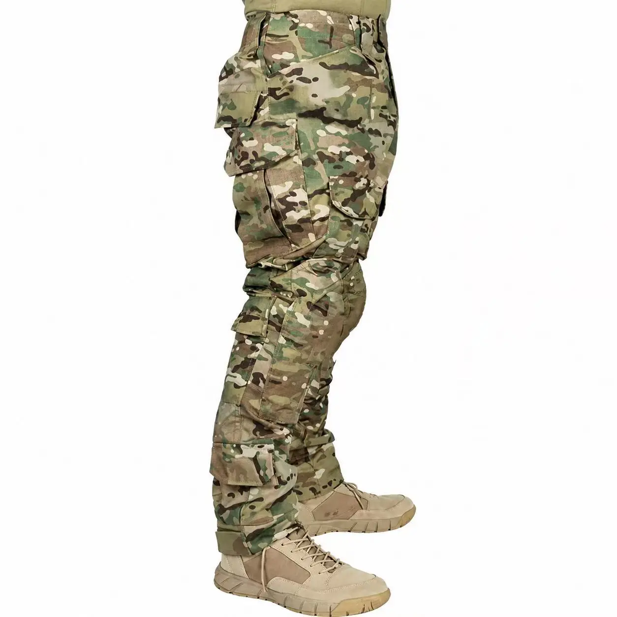 Men's Multicam Tactical Pants with Knee Pads | Camo Combat Cargo Trousers Menswear Camouflage
