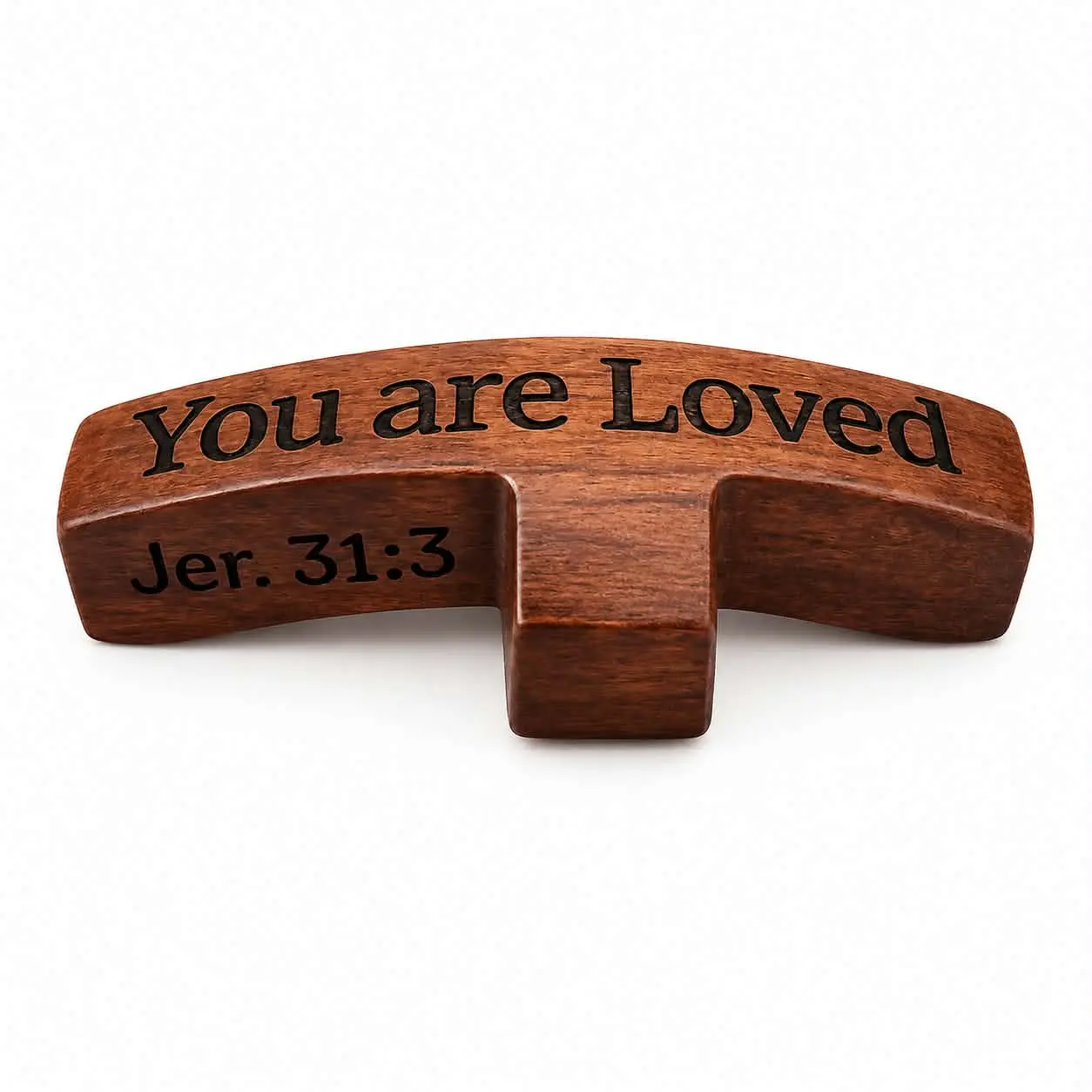 Personalized Engraved Wooden Thumb Cross with Custom Name or Bible Verse 'You are Loved" Jer. 31:3