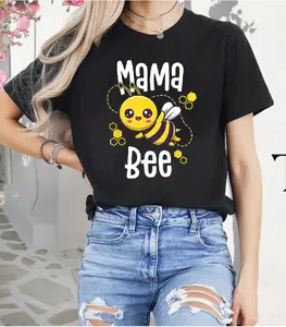 100%cotton Mama Bee Shirt Family Bee Shirts First Bee Day Outfits T-Shirt Top Summer Graphic Womenswear