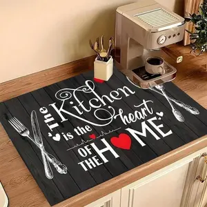 JOYFINITY 1PC Large Stove Cover 28.4*20.5 Inches - Featuring A "Wood Grain Heart" Design, Non-Slip Rubber Backing, Durable Stovetop Protector With Scratch-Resistant Surface, Ideal Gift For Coffee Lovers, Easy-To-Clean Material, Home Decor