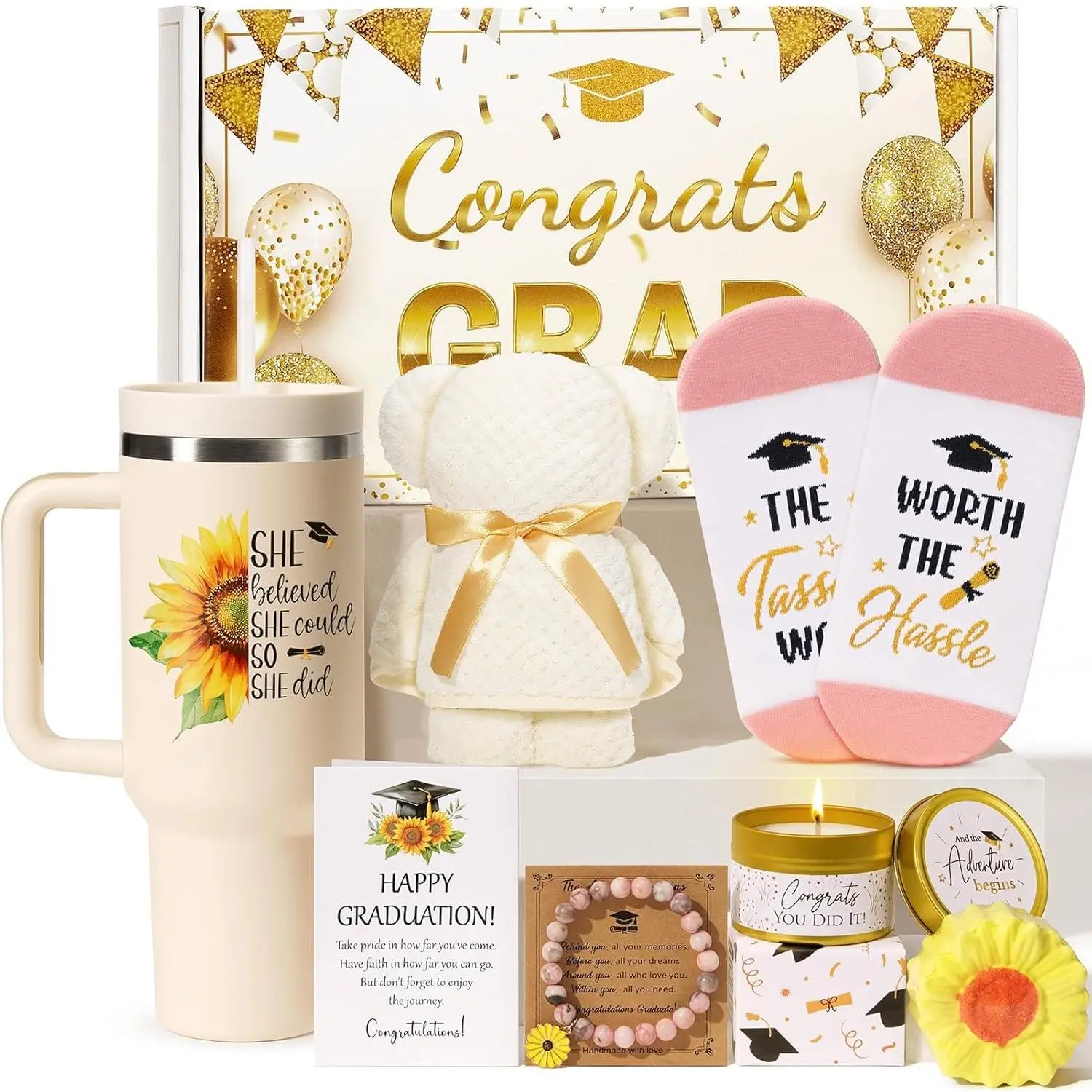 2026 Graduation Gift for Her, Cool Congratulations Gifts for Women Class of 2026, Graduation Gift Basket for College Middle High School Master, Best Grad Gifts Box for Nurse Law Graduates, Beige Graduation Present for Daughter Sister Friend, Class of 2026