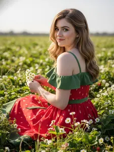 RED 1950S STRAWBERRY RUFFLE BELT DRESS Casual Boho Bohemian Sleeveless Spaghetti Strap Womenswear