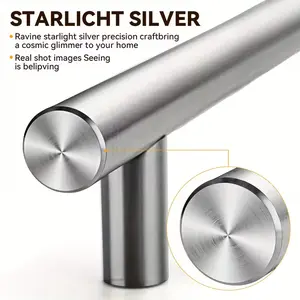 30 Pack Kitchen Cabinet Pulls T Handles Silver Stainless Steel 128mm/ 5", Suitable for kitchen, wardrobe, drawer, wooden door Security Lock Matte Black Securing