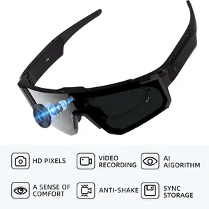 AI Smart Sports Glasses, Wearable Tech Glasses, 8MP HD Camera Anti-Shake Dual Stabilization (Physical + EIS), 1200P Video Recording, 3200W Photo Capture, AI Translation Image Recognition/Conversation Wi-Fi Transfer for Outdoor Cycling Hiking