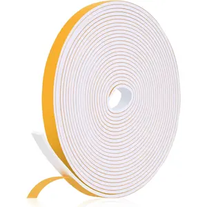 26FT High Density Foam Weather Stripping Tape – 1/2” x 1/8” Door & Window Seal Strip for Insulation, Soundproofing & Draft Protection (White)