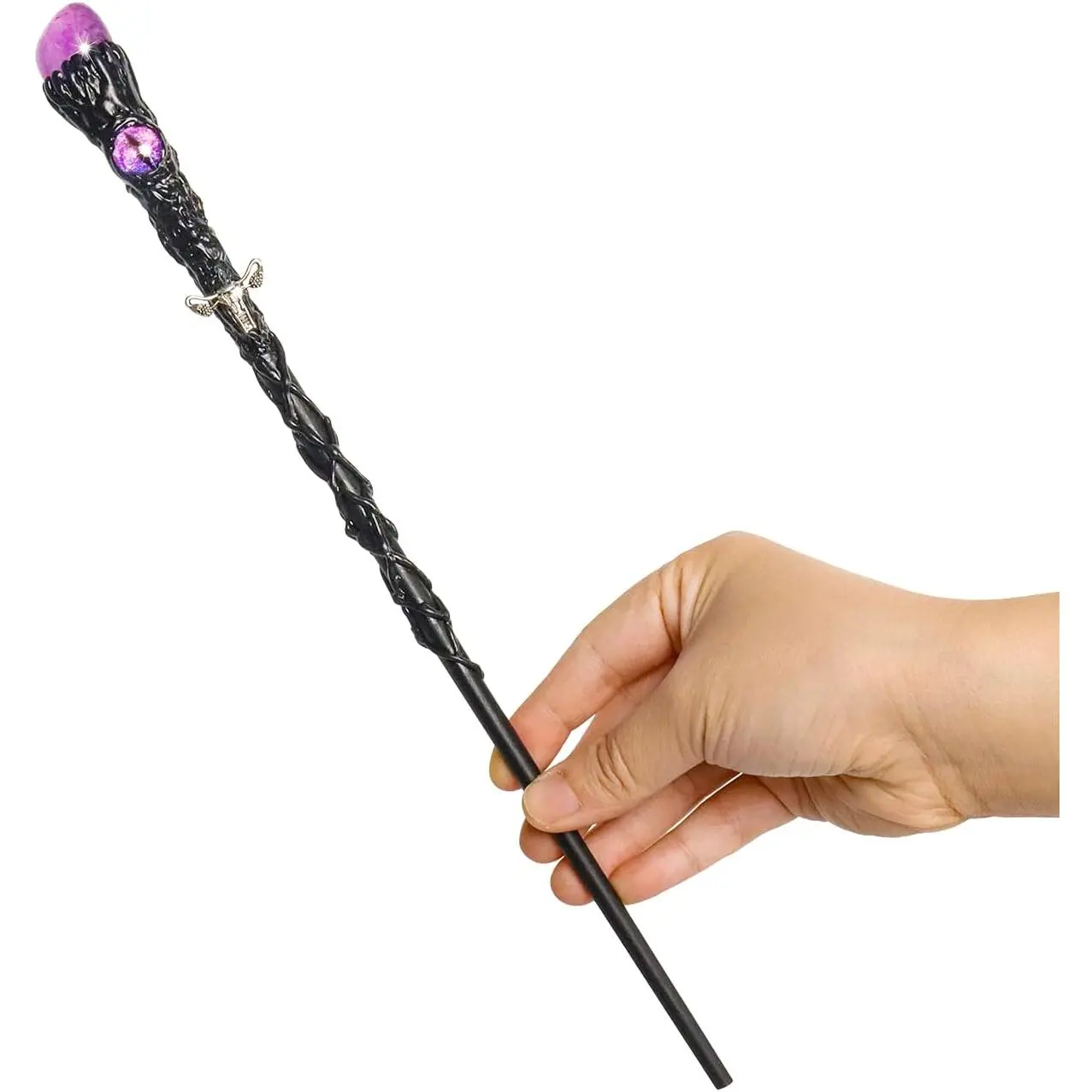 Fine Handcrafted Amethyst Crystal Magic Wand - Party Accessory, Festive Decor for Witches, Wizards, Birthday Fairy Party Supplies (approx.13"), Accessories