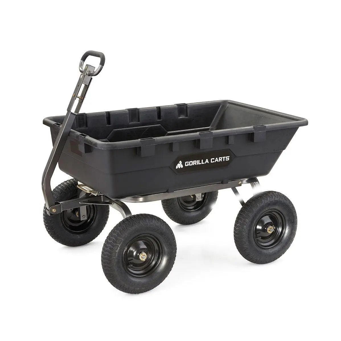 Gorilla Carts 1500 Pound Super Heavy Duty Poly Yard Dump Utility Cart, Black