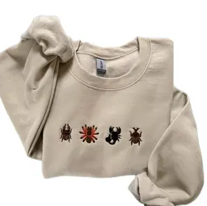 Island Beetles Embroidered Sweatshirt, Unisex Crewneck, Aesthetic Retro Nature Gift, Cottagecore Bug Lover Sweater