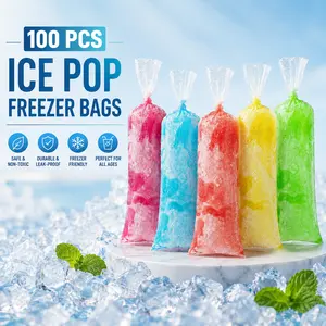 100 Ice Candy Plastic Bags - 4x12 Bolsas para bolis de hielo mexicanos Freeze Icepop Bags Popsicle Mold bolsas para helados caseros Popsicle Wrappers Yogurt Ice Cream Smoothie Mold Bag