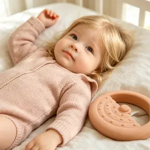 Soft Teething Toy, Stacking Circles, 7-Piece Stacking Ring Set for Baby Boys and Girls, Nature Color