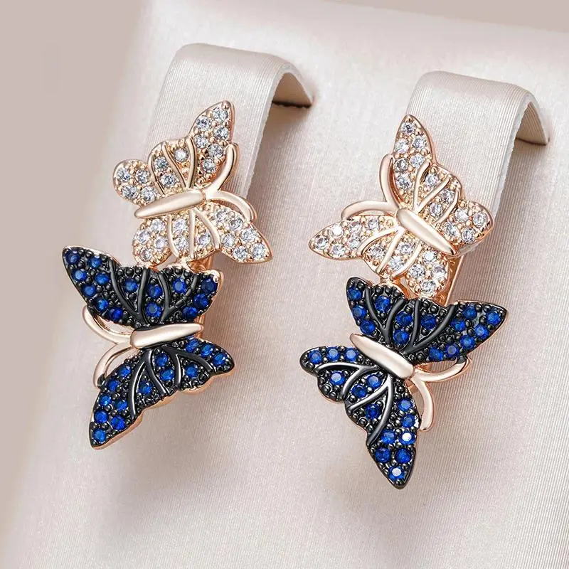 Unique Butterfly Earrings Artificial Zirconia Decor Clip Earrings for Women & Girls Elegant Stackable Hoop Earrings for Daily Date Wear, Birthday Anniversary Valentine's Day gift