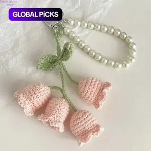 Handmade Crochet Lily of the Valley Keychain - Whimsical Accessories, Boho Floral Hanging Pendant, Cute String Ornament, Fashion Accessory for Home Decor, Birthday Gifts