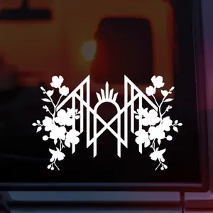 Even In Arcadia Sleep Token Band Logo Vinyl Car Decal With Flowers – Even In Arcadia Inspired Vinyl Decal for Fans of Vessel and Alt Music Aesthetics – Floral Emotional Metal Design forCars, Laptops, Water Bottles, and Alt Girl Merch on TikTok Shop