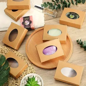 10Pcs Soap Boxes for Homemade Soap Kraft Soap Making Supplies Soap Box with Window Soap Packaging Boxes Oval Window Box for Bakery Candy Party Treats Creative Gift Packaging