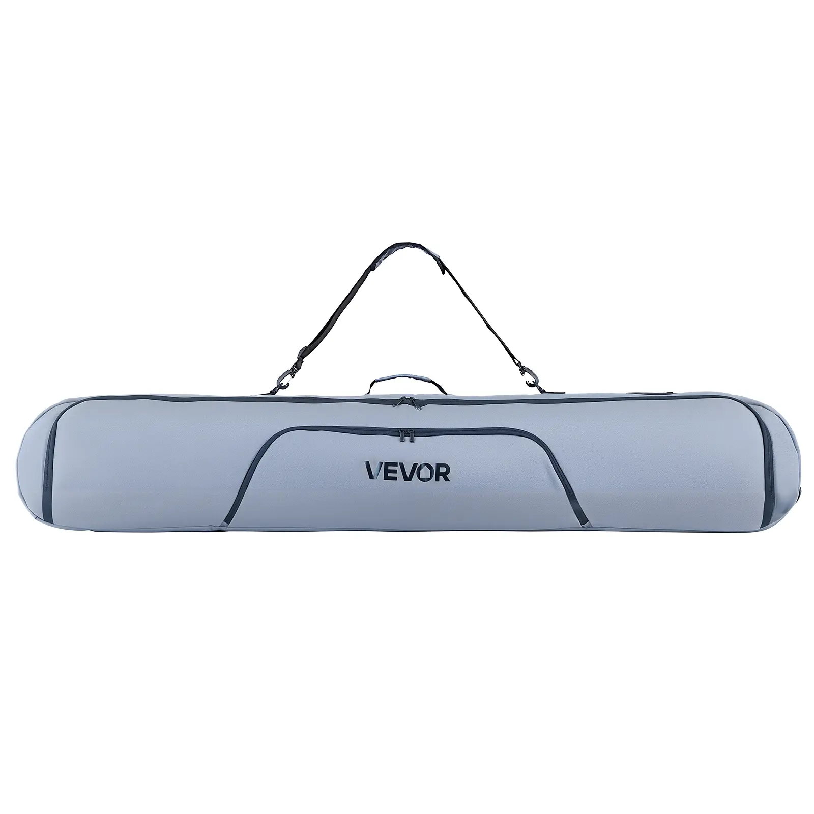 VEVOR Snowboard Bag,  Up to 65 in/165 cm, Padded Skis & Snowboards Bag for Air Travel, 600D Waterproof Oxford Fabric, with Adjustable Inner Straps, for Skis Poles Goggles Gloves Helmet Boots (Gray)