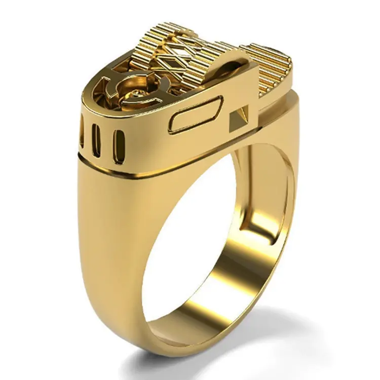 Lightweight lighter-shaped rings for men and women in European and American styles, novel and creative jewelry in the shape of lighters