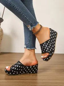 2026 Summer French Classic Polka Dot Wedge Sandals, Casual Slip-On Outdoor Shoes, Comfortable Non-Slip Breathable