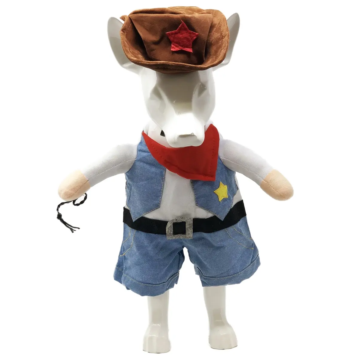 212 MAIN Halloween Western Cowboy Dog Costume - Denim Blue Rodeo Bones 2-Piece Animal Costumes Set, 14-16 in. Medium Pet Clothing, Quick Change Easy-Wear with Hook Closures, All Seasons, Cowboy Hat