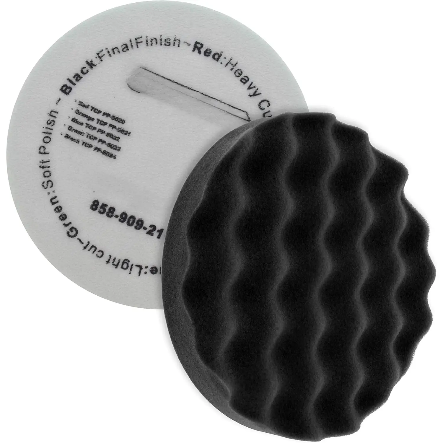 8" Black Waffle  Buffing Pad Hook and Loop Backing - Extra Fine Pad for Polishing, Automotive, Marine, , RV & Compound ,  Polishing Pads