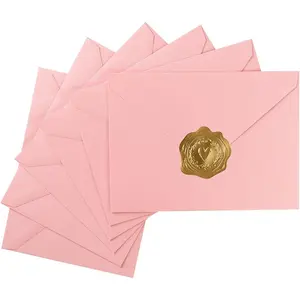 50 Pack A7 Colorful 5x7 V Flap Invitation Envelopes for 5x7 Cards Birthday Weddings Graduations Greeting Cards Baby Shower 5.24 x 7.24 Inches Pink